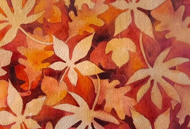 Abstract painting of leaves